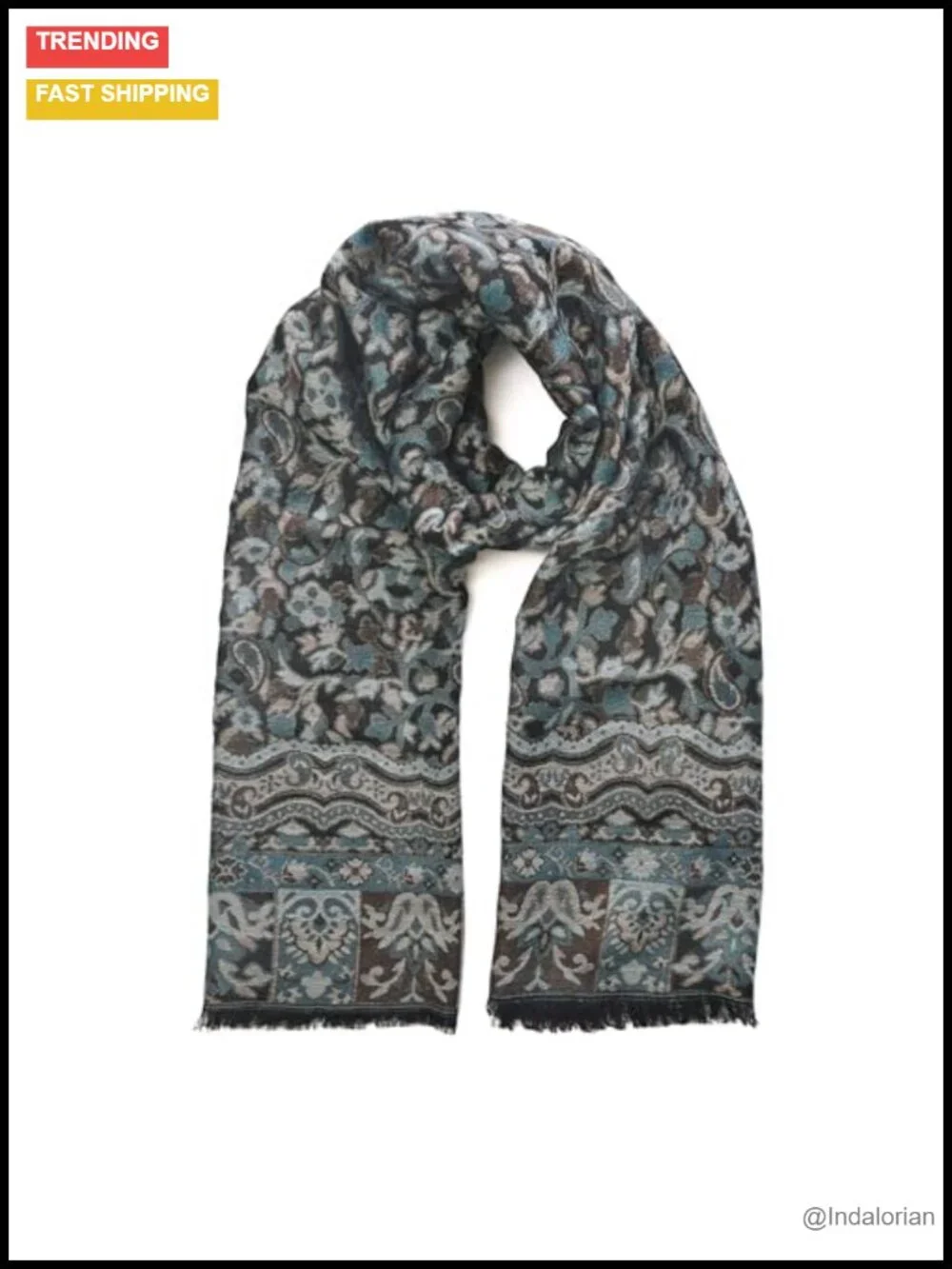 Spanish Design Elegant Long Shawl Scarf, Lightweight Viscose